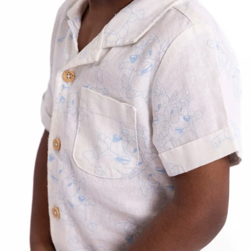 BLUEY BINGO TODDLER BOYS Outfit Button Up Shirt Shorts Set SIZE 2T NEW